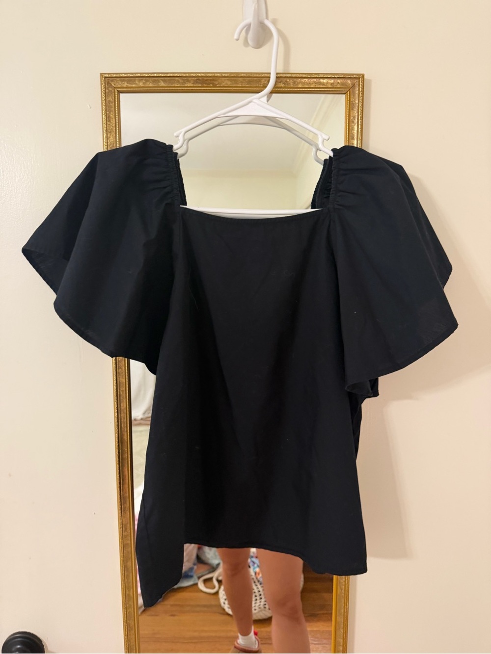 Abercrombie & Fitch Black Off-Shoulder Flutter Sleeve Tunic